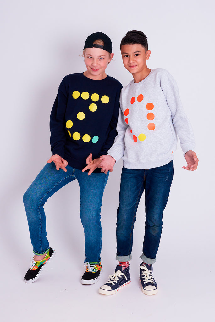 Initial (Orange) Heather Grey Kids Sweatshirt
