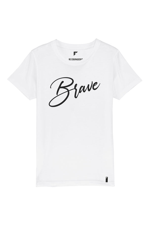 Brave Signature Two Unisex Crew Neck T-Shirt (White)
