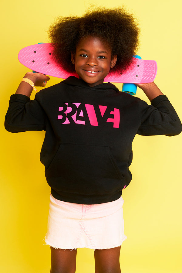 Brave (Pink) Black Hoodie